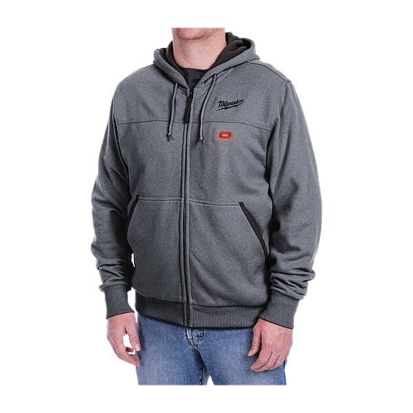 Milwaukee® M12™ 302G-21S Insulated Heated Hoodie Kit, S, Gray, Polyester/Brushed Tricot Lining, 38 to 40 in Chest, Resists: Water and Wind